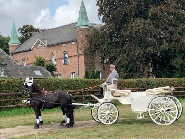 David witte koets voor kasteel